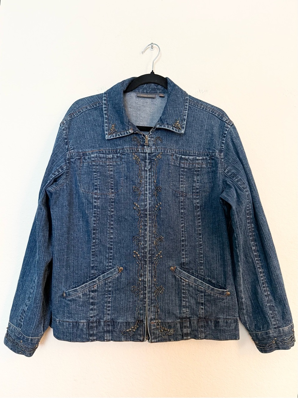 💙 amber sun beaded denim jacket
